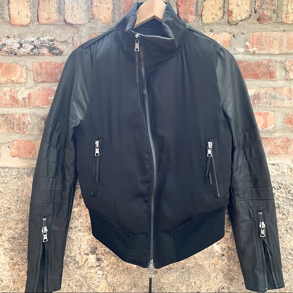 Hudson Jeans Jackets & Blazers - Hudson Jeans Black Leather Sleeve Moto Jacket